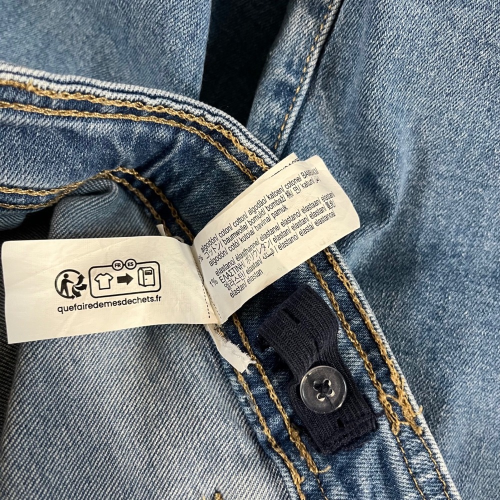 Zara Wide Leg Jeans Women 13-14 Blue High Rise Raw Hem Adjustable 26 in Waist - Picture 9 of 11